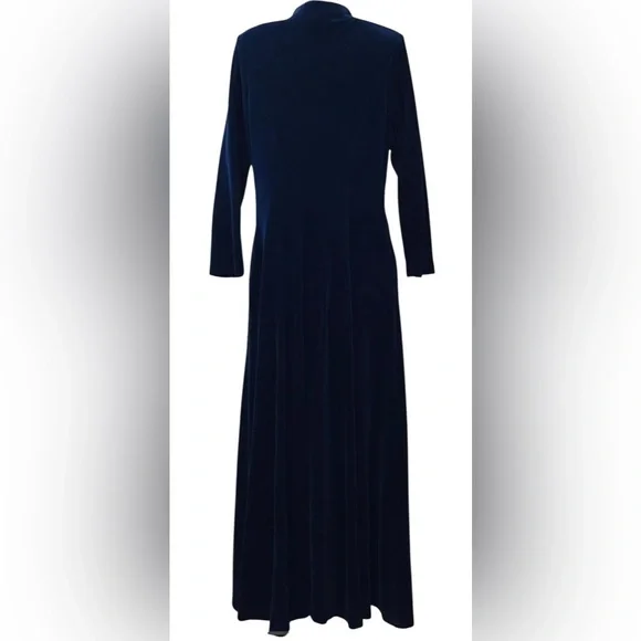 david brown California Dark Blue Velour Hostess Dress House Robe 1970s  Medium